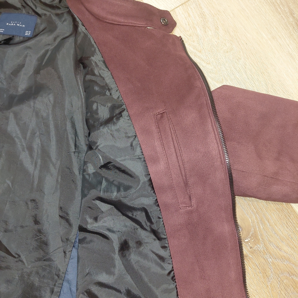 Zara Man Rich Wine Red Bomber Jacket Sz XL - Picture 12 of 13